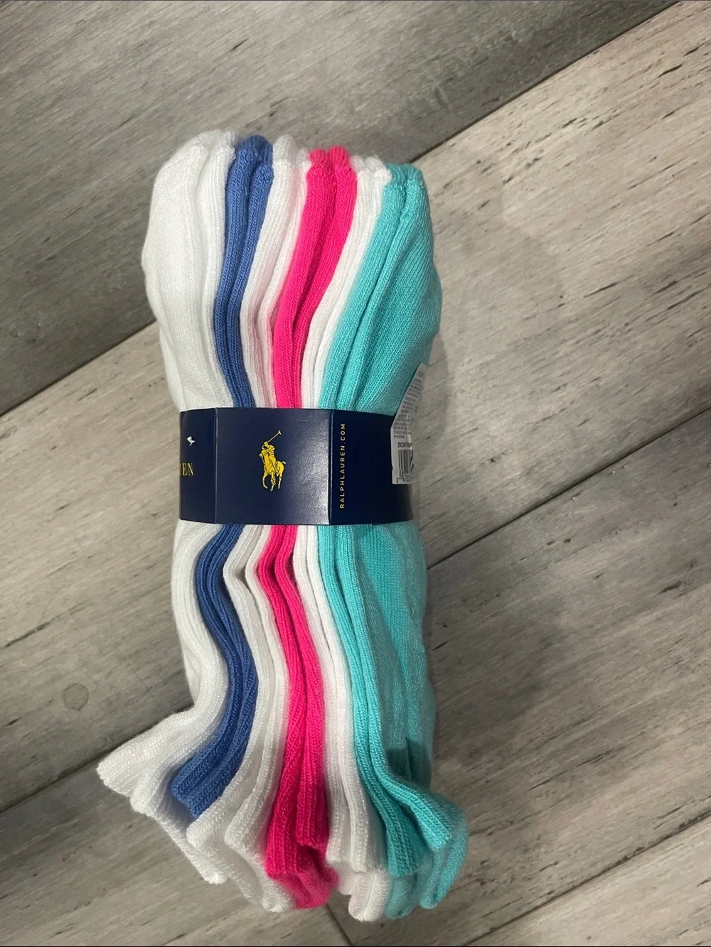 Polo by Ralph Lauren White Ankle Socks with Multicolor Logo - 6 Pack